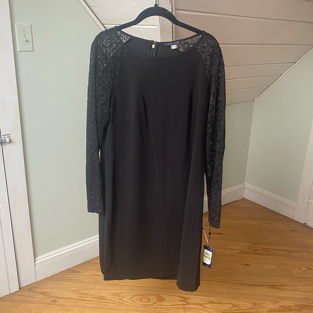 NWT Tommy Hilfiger Little Black Dress Lace Long Sleeves Size 14 - Picture 16 of 16